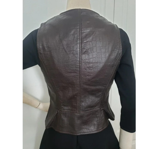 A Line Anne Klein Briwn Leather Vest Made in USA - Picture 3 of 8